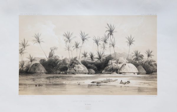 Lithographie ancienne d’Apia - Samoa