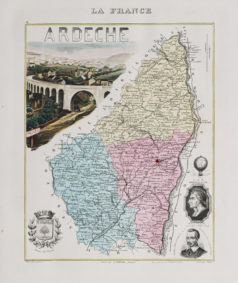 Carte géographique ancienne de l'Ardèche