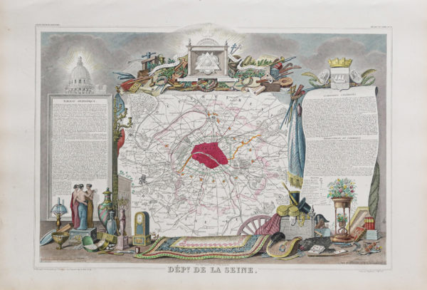 Carte géographique ancienne du département de la Seine