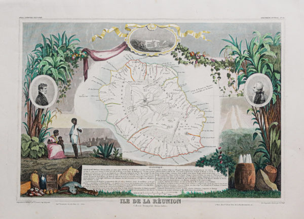 Carte géographique ancienne de la Réunion