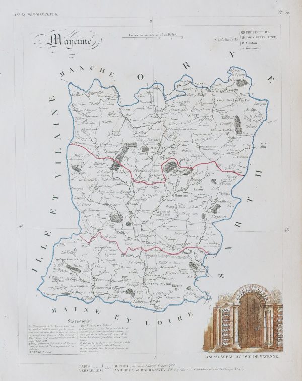Carte ancienne du département de la Mayenne