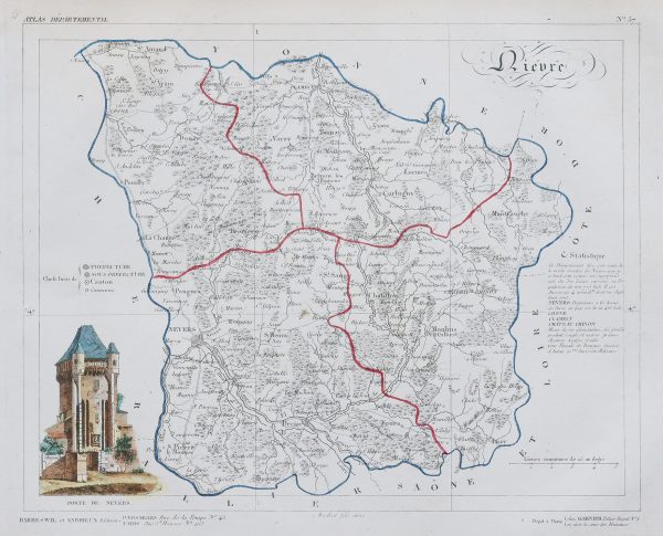 Carte ancienne du département de la Nièvre