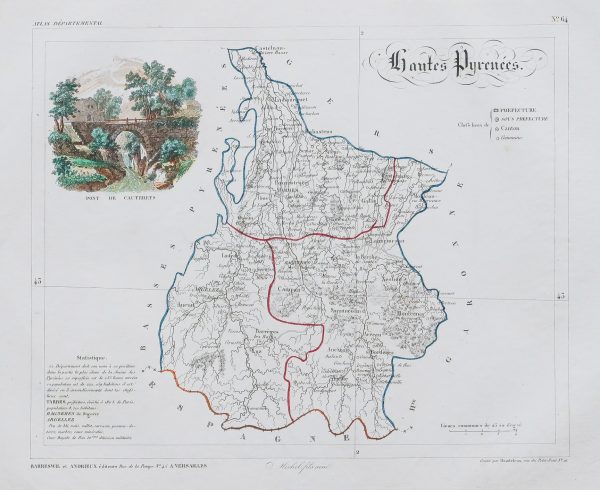 Carte ancienne du département des Hautes Pyrénées