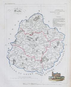 Carte ancienne du département de la Sarthe