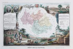 Carte géographique ancienne du département de la Savoie