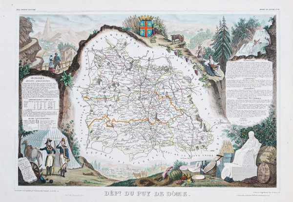 Carte géographique ancienne du département du Puy de Dôme