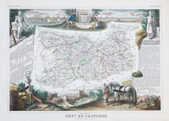 Carte géographique ancienne du département du Calvados