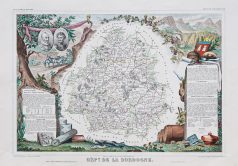 Carte géographique ancienne du département de la Dordogne