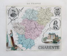 Carte géographique ancienne de la Charente