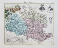 Carte géographique ancienne de l'Ariège