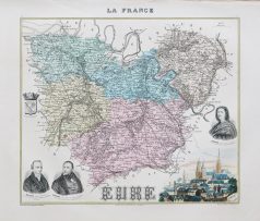 Carte géographique ancienne de l'Eure