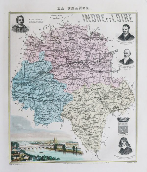 Carte géographique ancienne de l'Indre et Loire