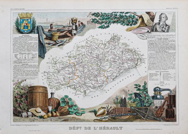 Carte géographique ancienne du département de l'Hérault
