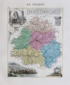 Carte géographique ancienne de la Dordogne