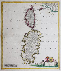 Carte géographique ancienne de la Corse et Sardaigne