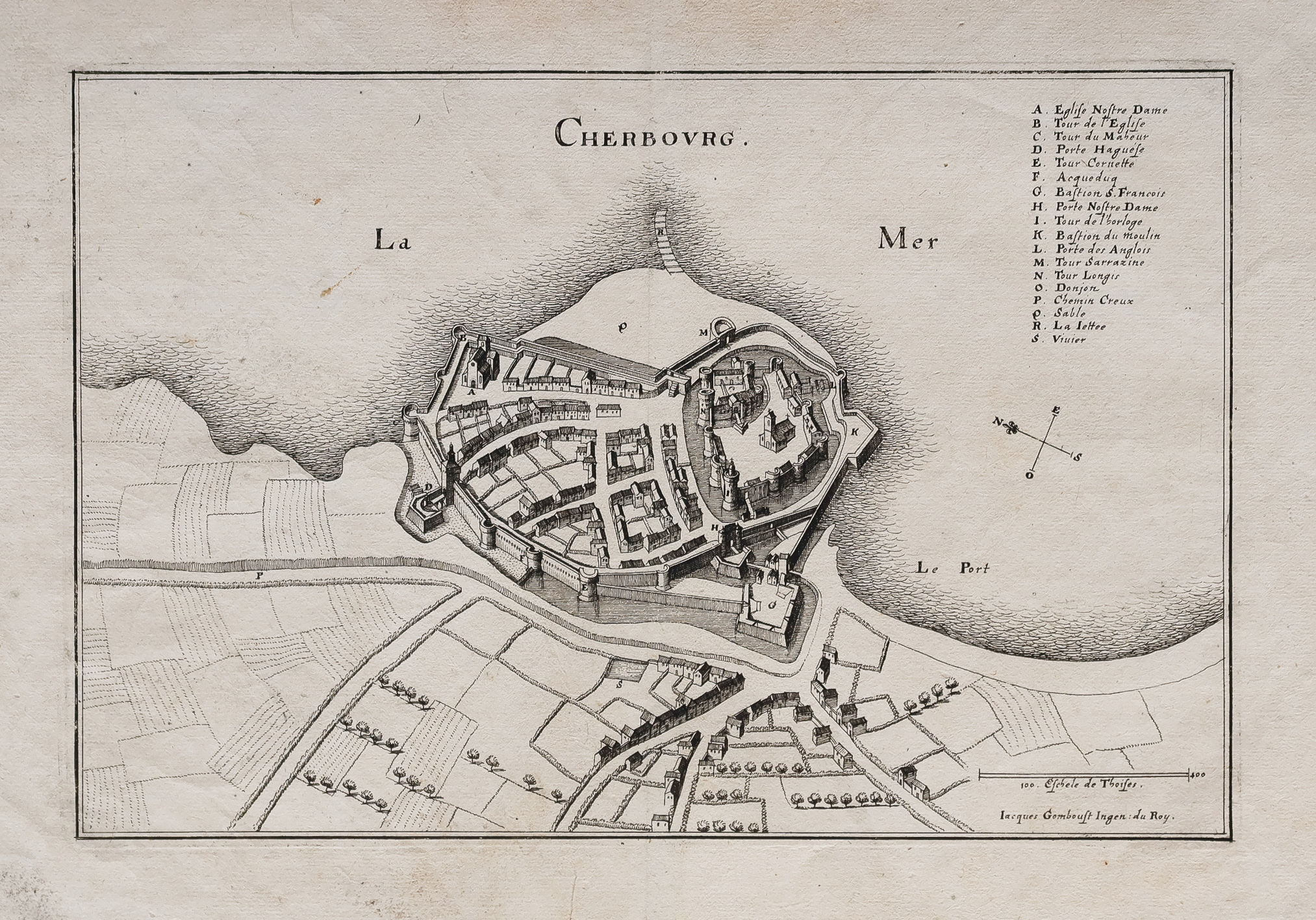 plan-ancien-de-la-ville-de-cherbourg-cartes-livres-anciens