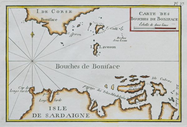 Carte marine ancienne de la Corse