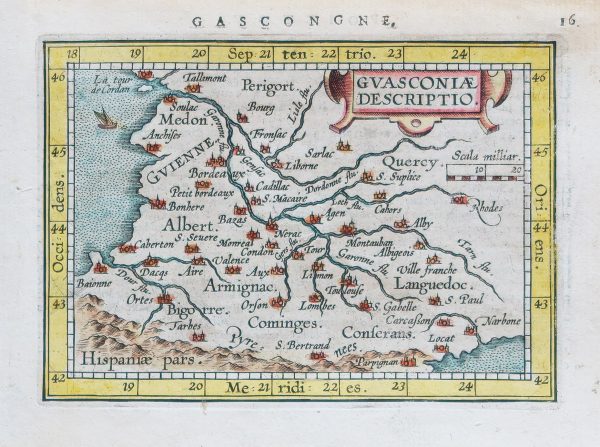 Carte géographique ancienne de Gascogne