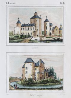 Lithographie ancienne du Château de Langeron