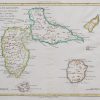Carte géographique ancienne des Saintes et Guadeloupe