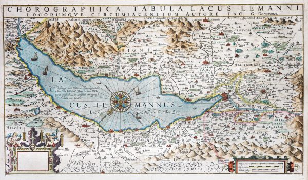 Carte géographique ancienne du lac Léman