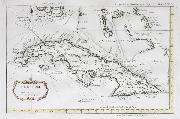 Carte marine ancienne de Cuba