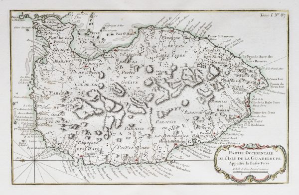 Carte marine ancienne de la Guadeloupe