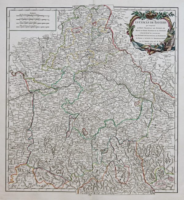 Carte géographique ancienne de la Bavière