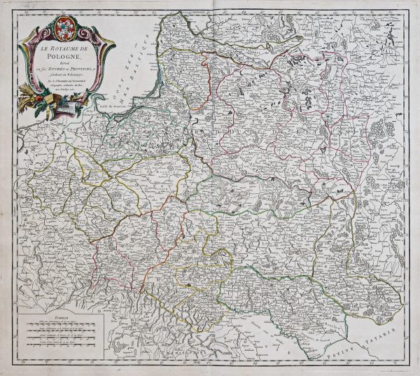 Carte géographique ancienne de la Pologne