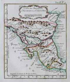 Carte ancienne du Nicaragua et Costa Rica