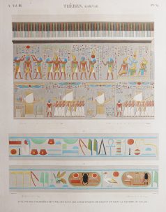 Gravure ancienne de Thèbes - Karnak