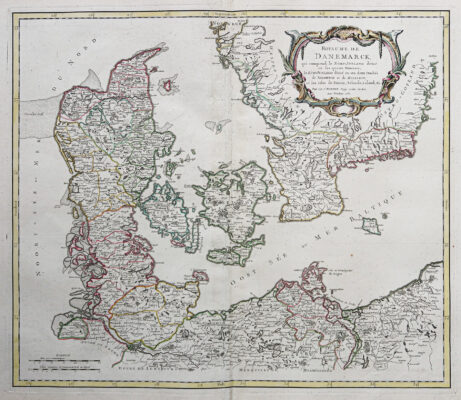 Carte géographique ancienne du Danemark
