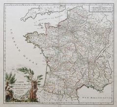 Carte ancienne des routes des postes de France