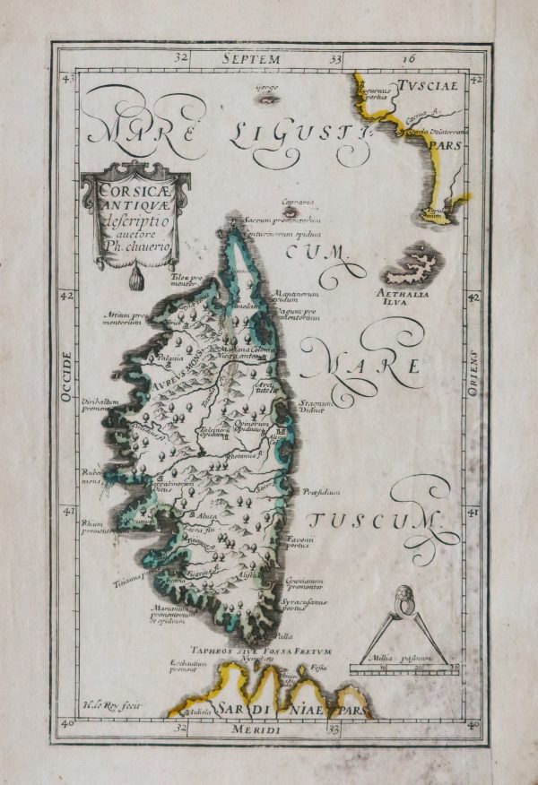 Carte géographique ancienne de Corse