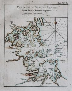 Carte marine ancienne de la Baie de Boston