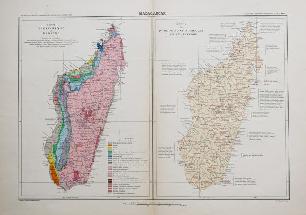 Carte géographique ancienne de Madagascar