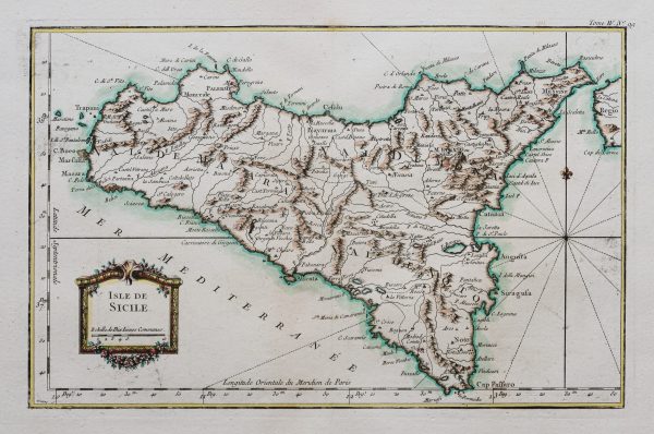 Carte marine ancienne de la Sicile