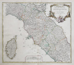 Carte géographique ancienne de Toscane et de la Corse