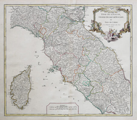 Carte géographique ancienne de Toscane et de la Corse