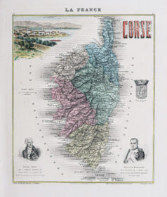 Carte géographique ancienne du département de la Corse