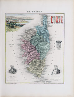Carte géographique ancienne du département de la Corse
