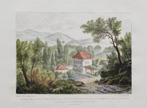 Lithographie ancienne - Maison de J.J Rousseau