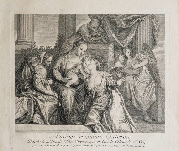 Gravure ancienne - Mariage de Ste Catherine