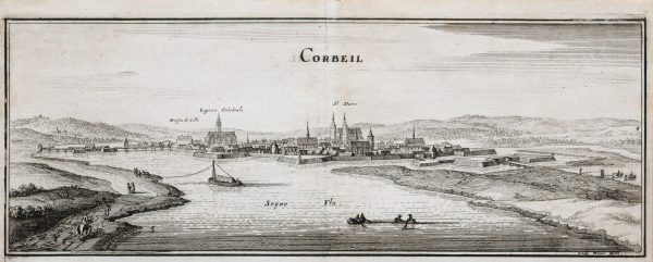 Gravure ancienne de Corbeil