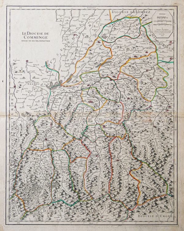 Carte géographique ancienne de Cominge