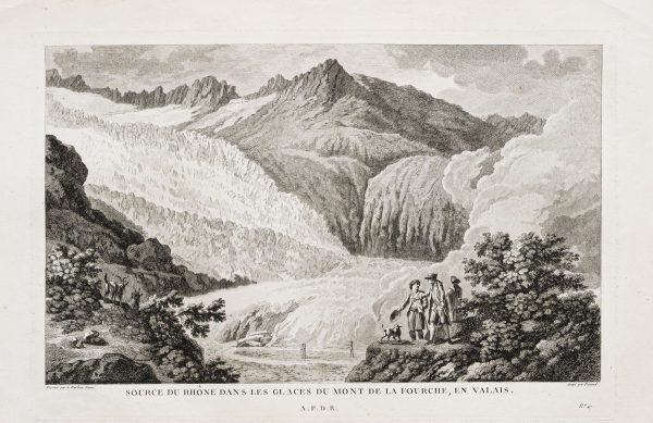 Gravure ancienne du Rhône - Glaciers