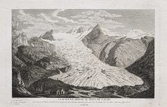 Gravure ancienne - Glaciers du Rhône