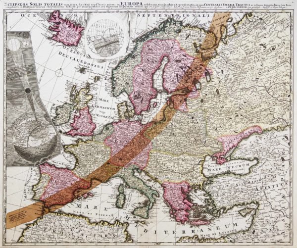 Carte ancienne - Eclipse solaire en Europe