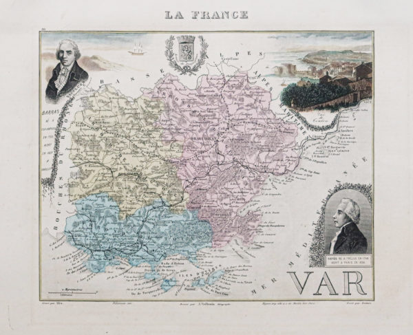 Carte géographique ancienne du Var
