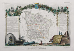 Carte géographique ancienne du département de la Nièvre